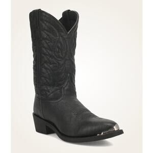 Laredo Men's East Bound Western Boot Black Leather Size 9.5 NWT Silver Toe